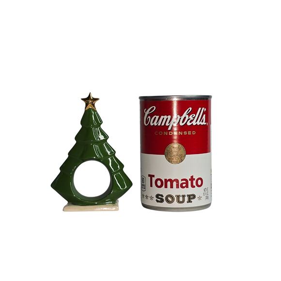 4 Vintage Christmas Tree Ceramic Napkin Rings, Holiday Home and Table Decor - Picture 7 of 9